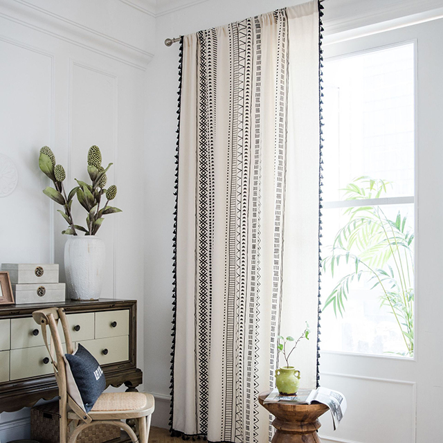 Farmhouse Curtain | Black and White curtain | boho curtain